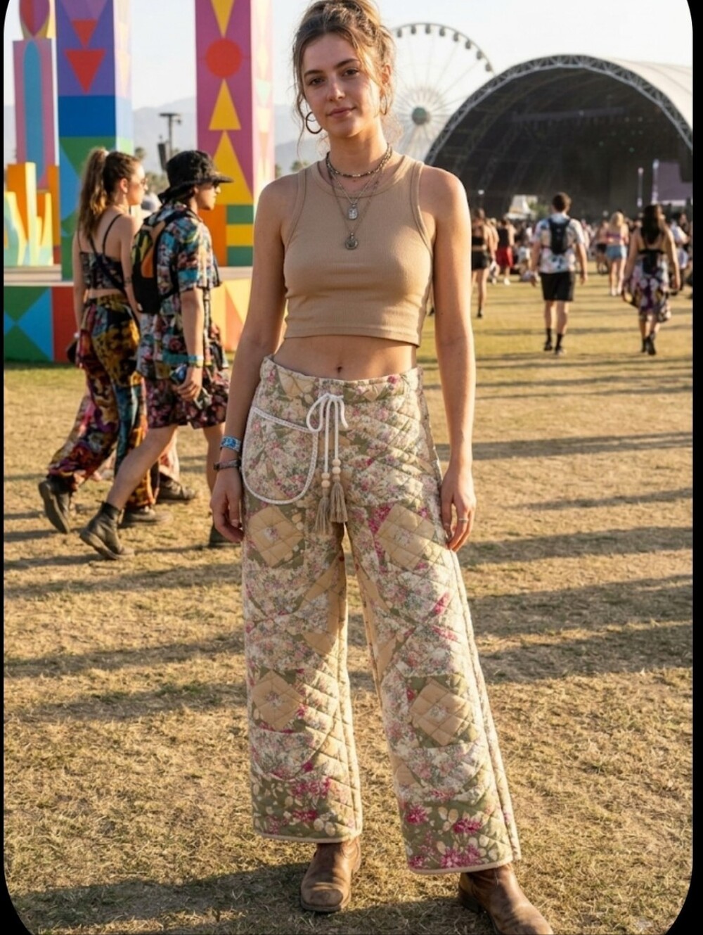 Upcycled Quilt Blanket Festival Pants M Handmade Dont Throw It Out